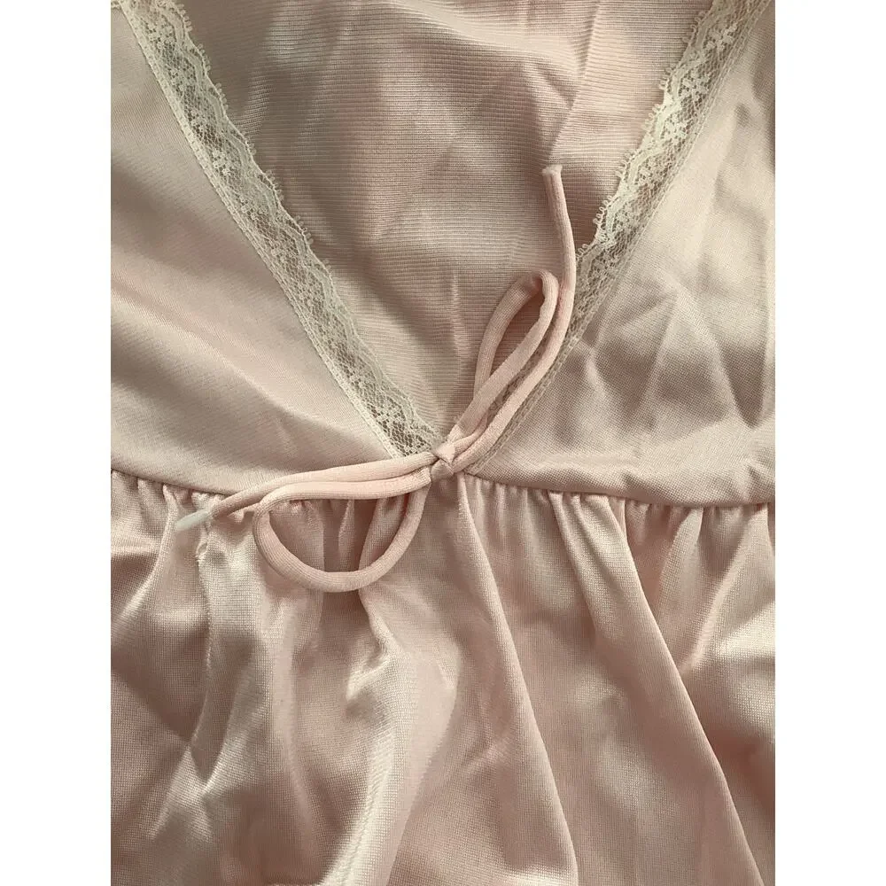 Vintage Jolie womens medium pink Two piece sleep pajamas neglige robe - Picture 12 of 12